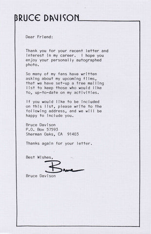 Bruce Davison Signed Typed Fan Letter X Men Seinfeld