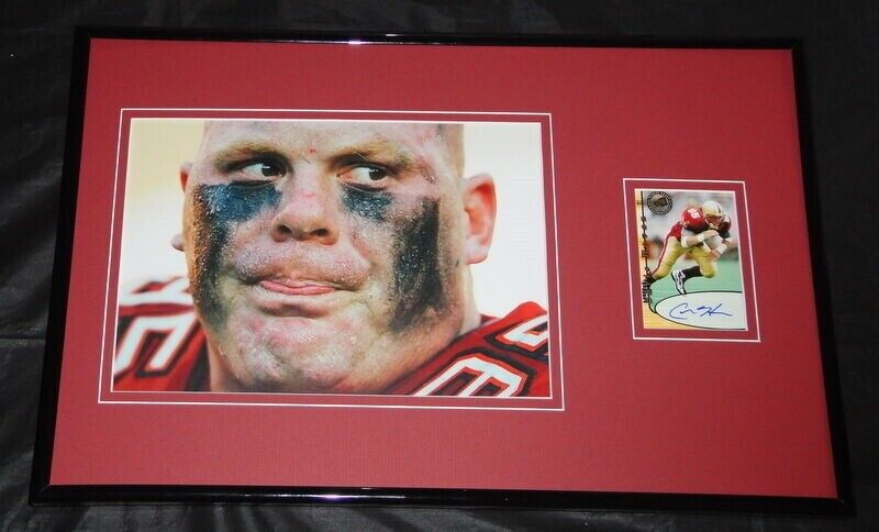 Chris Hovan Signed Rookie Card & Photo Framed 11x17 Display Press Pass Bucs