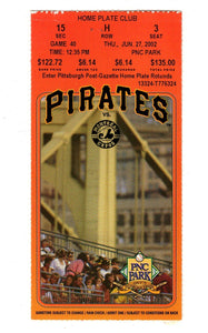 June 27 2002 Montreal Expos Pittsburgh Pirates Ticket Vladimir Guerrero HR