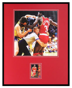 Hakeem Olajuwon Signed Framed 16x20 Photo Display SCOREBOARD /225 Rockets