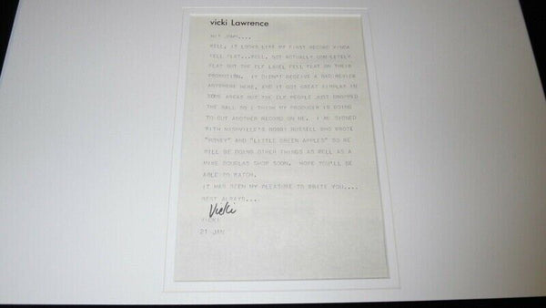 Vicki Lawrence Signed Framed 16x20 Typed Letter & Photo Display Mama's Family 