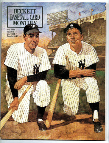 June 1991 Beckett Baseball Magazine #75 Mickey Mantle Joe Dimaggio Yankees