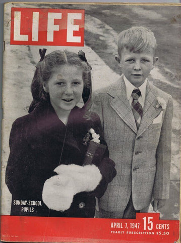 ORIGINAL Vintage Life Magazine April 7 1947 Sunday School Students