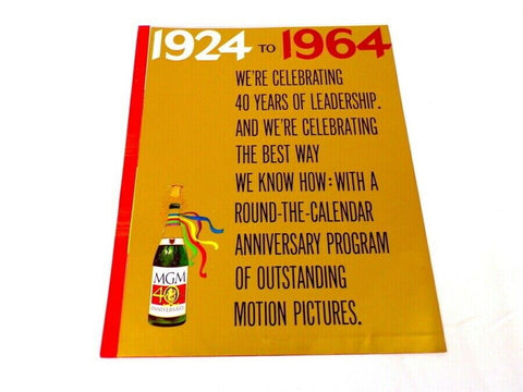 ORIGINAL Vintage 1964 MGM 40th Anniversary Industry Fold Out Poster Ad 