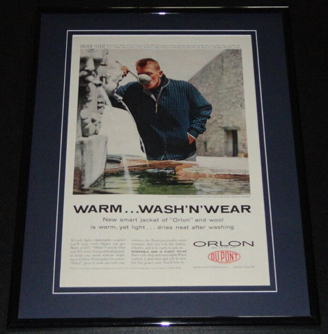 1958 DuPont Orlon Wash n Wear 11x14 Framed ORIGINAL Vintage Advertisement