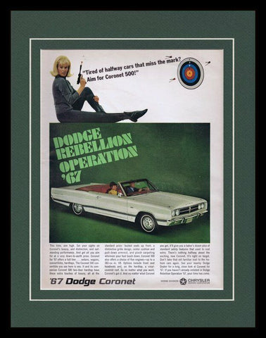 1967 Dodge Coronet Framed 11x14 ORIGINAL Vintage Advertisement