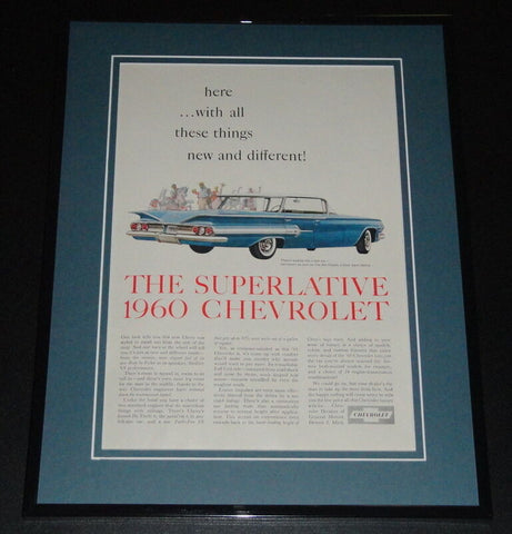 1960 Superlative Chevrolet 11x14 Framed ORIGINAL Vintage Advertisement