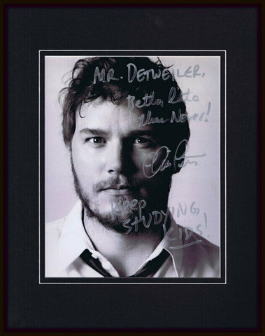 Chris Pratt Signed Framed 11x14 Photo Display w/ Extensive Inscription to School