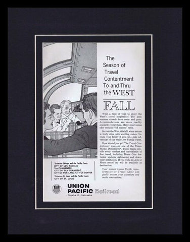 1961 Union Pacific Railroad Framed 11x14 ORIGINAL Vintage Advertisement