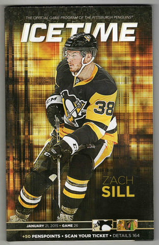 Jan 21 2015 Blackhawks @ Penguins Program Zach Sill 1st Career Goal