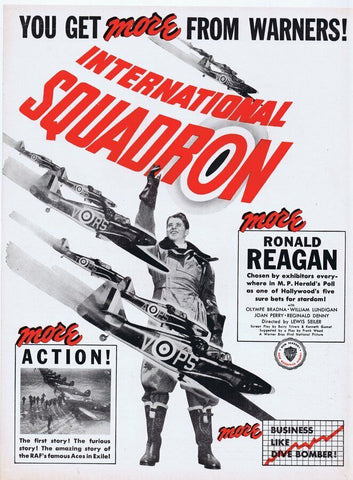 International Squadron ORIGINAL Vintage 1941 9x12 Industry Ad Ronald Reagan