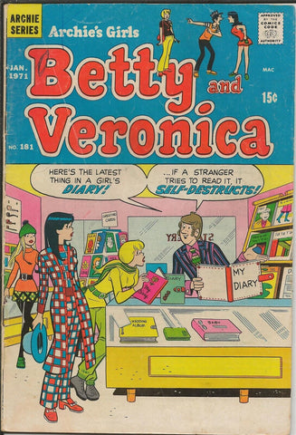 Archie's Girls Betty and Veronica #181 ORIGINAL Vintage 1971 Archie Comics GGA