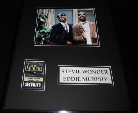 Stevie Wonder & Eddie Murphy Dual Signed Framed 16x20 Photo Display