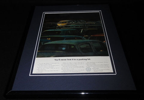 1966 VW Volkswagen Station Wagon Framed ORIGINAL Vintage Advertisement