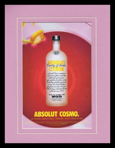 2004 Absolut Cosmo Vodka Framed 11x14 ORIGINAL Vintage Advertisement 	