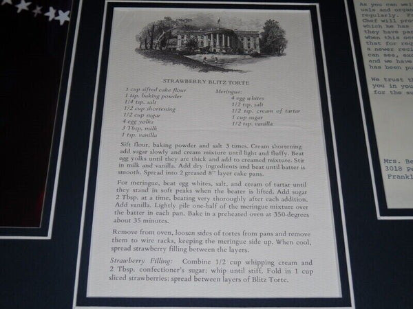 Gerald Ford 16x20 Framed ORIGINAL 1975 Strawberry Torte Recipe & Photo Display 