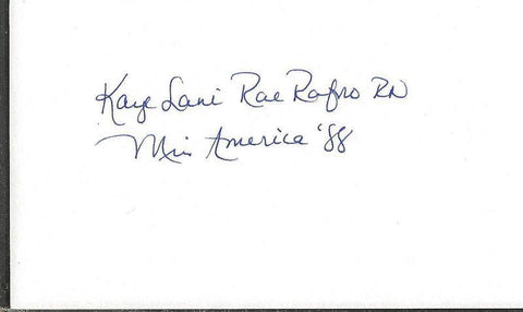 Kaye Lani Rae Rafko Signed 3x5 Index Card Miss America 1988 Inscription