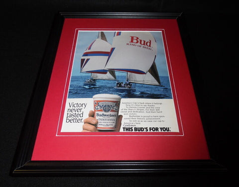 1987 Budweiser Beer America's Cup Framed 11x14 ORIGINAL Vintage Advertisement