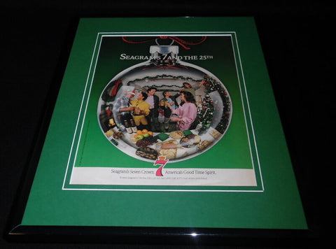 1987 Seagram's 7 / Christmas Framed 11x14 ORIGINAL Vintage Advertisement