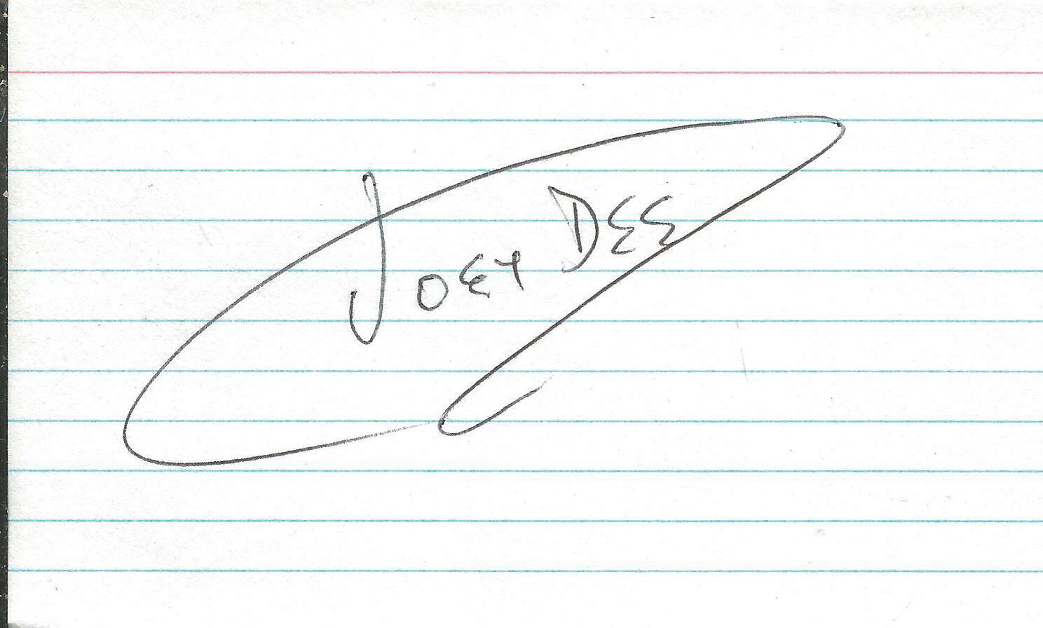 Joey Dee Signed 3x5 Index Card  