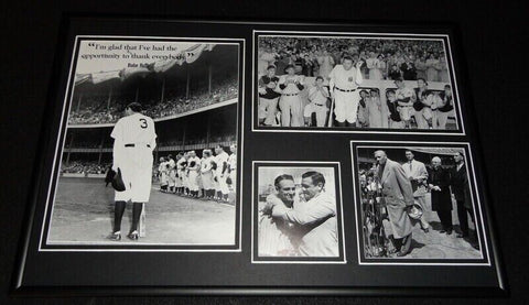 Babe Ruth 1947 Final Speech at Yankee Stadium Framed 12x18 Photo Display 