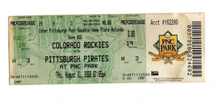 Aug 1 2002 Colorado Rockies Pittsburgh Pirates Ticket Larry Walker Todd Helton