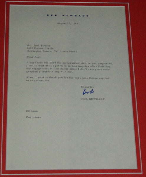 Bob Newhart Signed Framed 1968 Typed Letter & CD Display