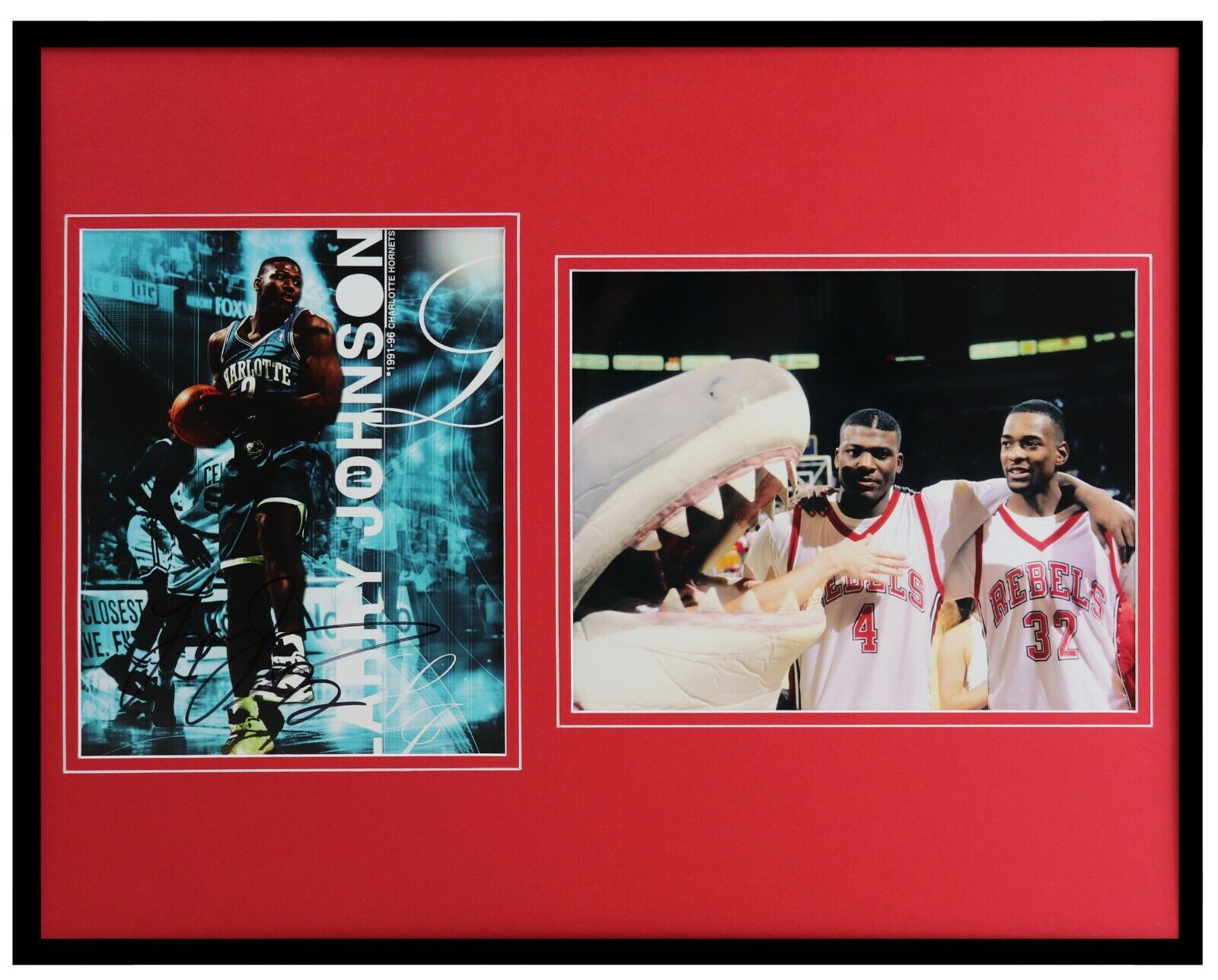 Larry Johnson Signed Framed 16x20 Photo Display UNLV w/ Stacey Augmon