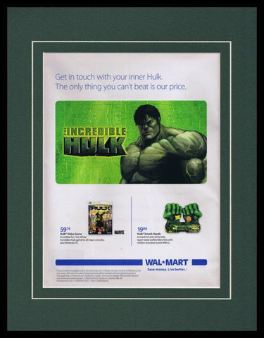 2008 Incredible Hulk XBox / Walmart Framed 11x14 ORIGINAL Vintage Advertisement