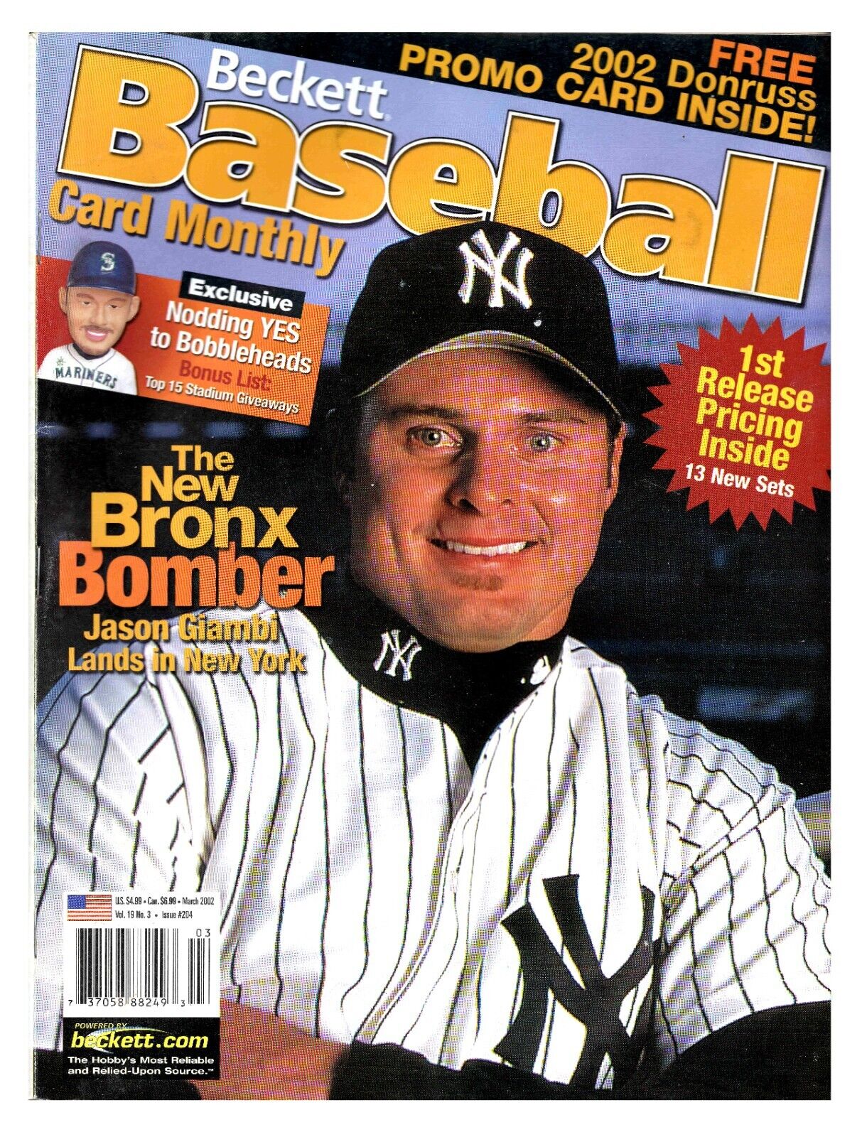 VINTAGE March 2002 Beckett Baseball Magazine Jason Giambi Yankees