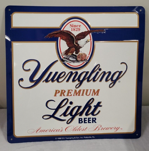 VINTAGE Yuengling Premium Light Beer Metal Sign America's Oldest Brewery