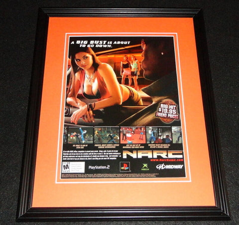 Narc 2005 Playstation 2 PS2 Framed 11x14 ORIGINAL Advertisement Big Bust