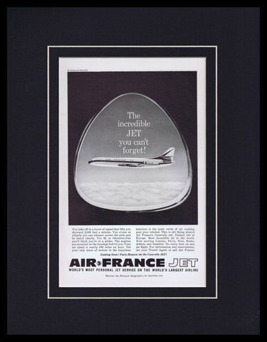 1959 Air France Jet Framed 11x14 ORIGINAL Vintage Advertisement