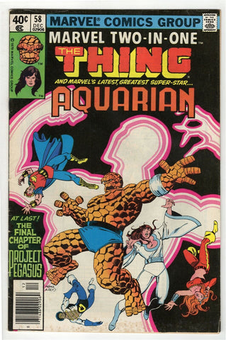 Marvel Two in One #58 ORIGINAL Vintage 1979 Thing Aquarian