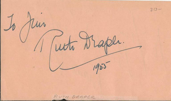 Diane Cilento / Ruth Draper Dual Signed Vintage 3x5 Index Card JSA 