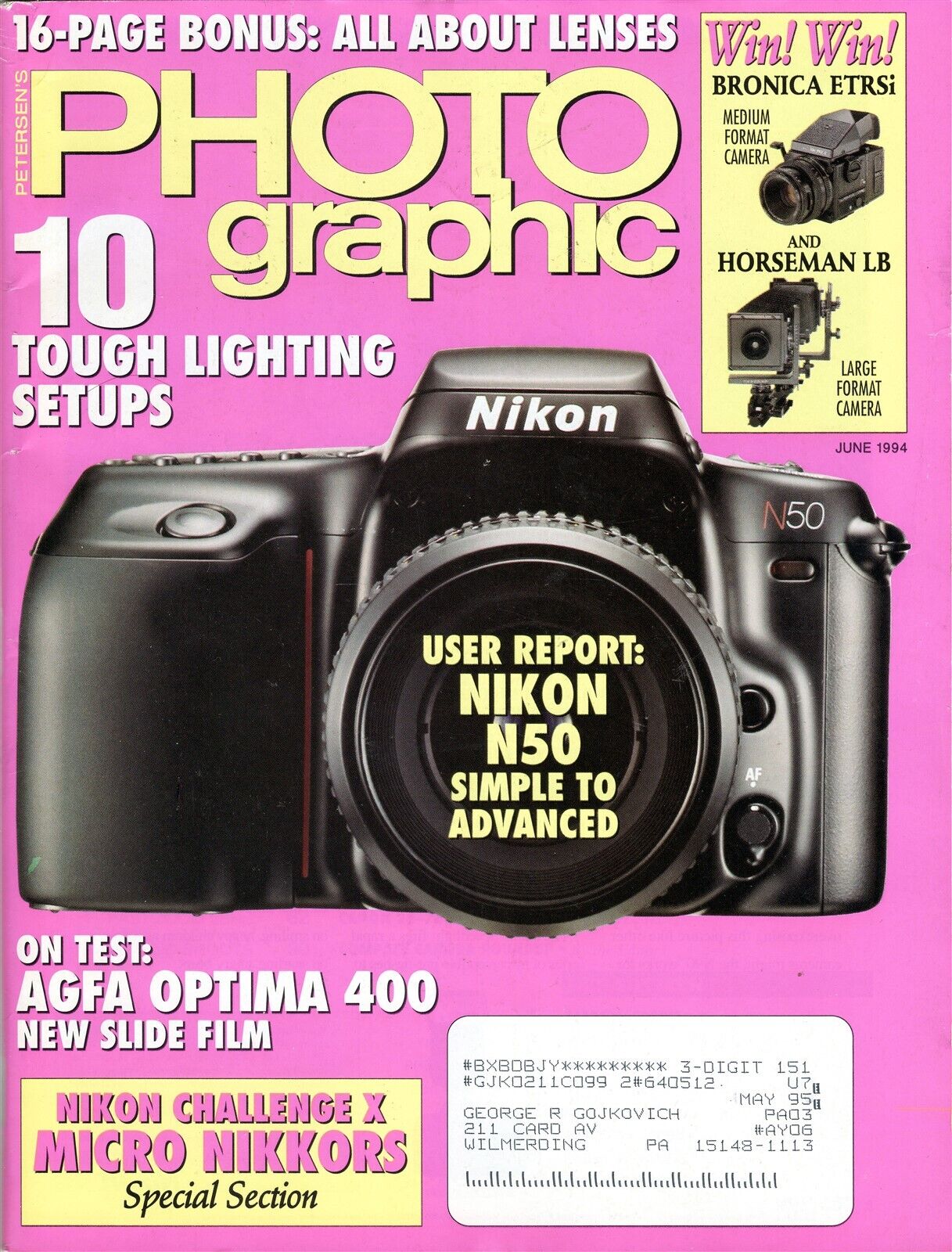 VINTAGE June 1994 Photo Graphic Magazine Nikon N50 Review