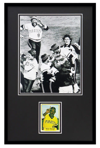 Willie Stargell Framed 11x17 Vintage 1981 Fleer Card +  Photo Set Pirates