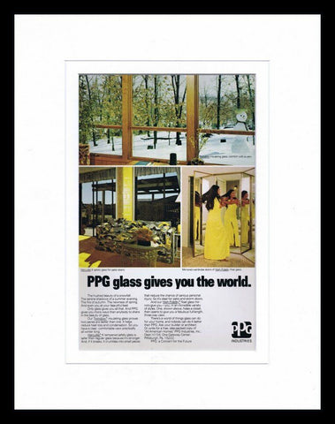 ORIGINAL Vintage 1976 PPG Glass Pittsburgh 11x14 Framed Advertisement