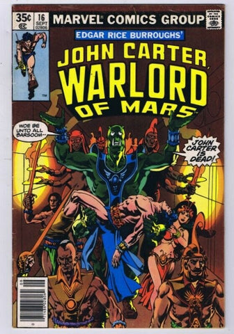 John Carter Warlord of Mars #16 ORIGINAL Vintage 1978 Marvel Comics GGA