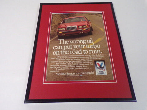 1986 Valvoine Turbo V Oil Framed 11x14 ORIGINAL Vintage Advertisement  