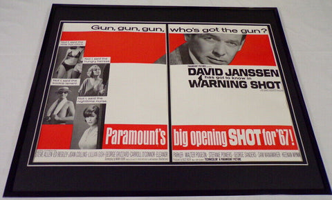 1966 Warning Shot 16x20 Framed ORIGINAL Industry Advertisement David Janssen