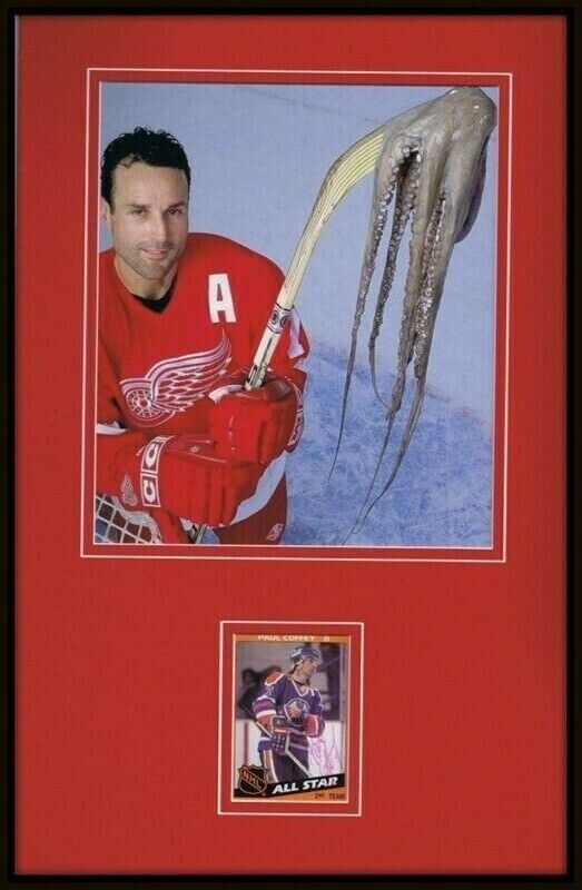 Paul Coffey Signed Framed 11x17 Photo Display Red Wings w/ octopus