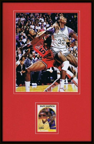 Ralph Sampson Signed Framed 11x17 Photo Display UVA Virginia vs Patrick Ewing 