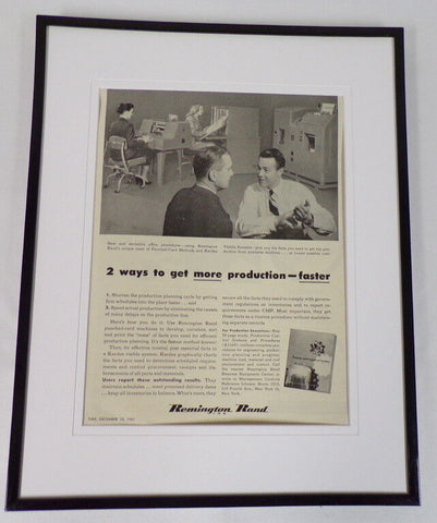 1951 Remington Rand Inc Framed 11x14 ORIGINAL Vintage Advertisement 