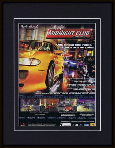 Midnight Club Street Racing 2000 PS1 Framed 11x14 ORIGINAL Advertisement B