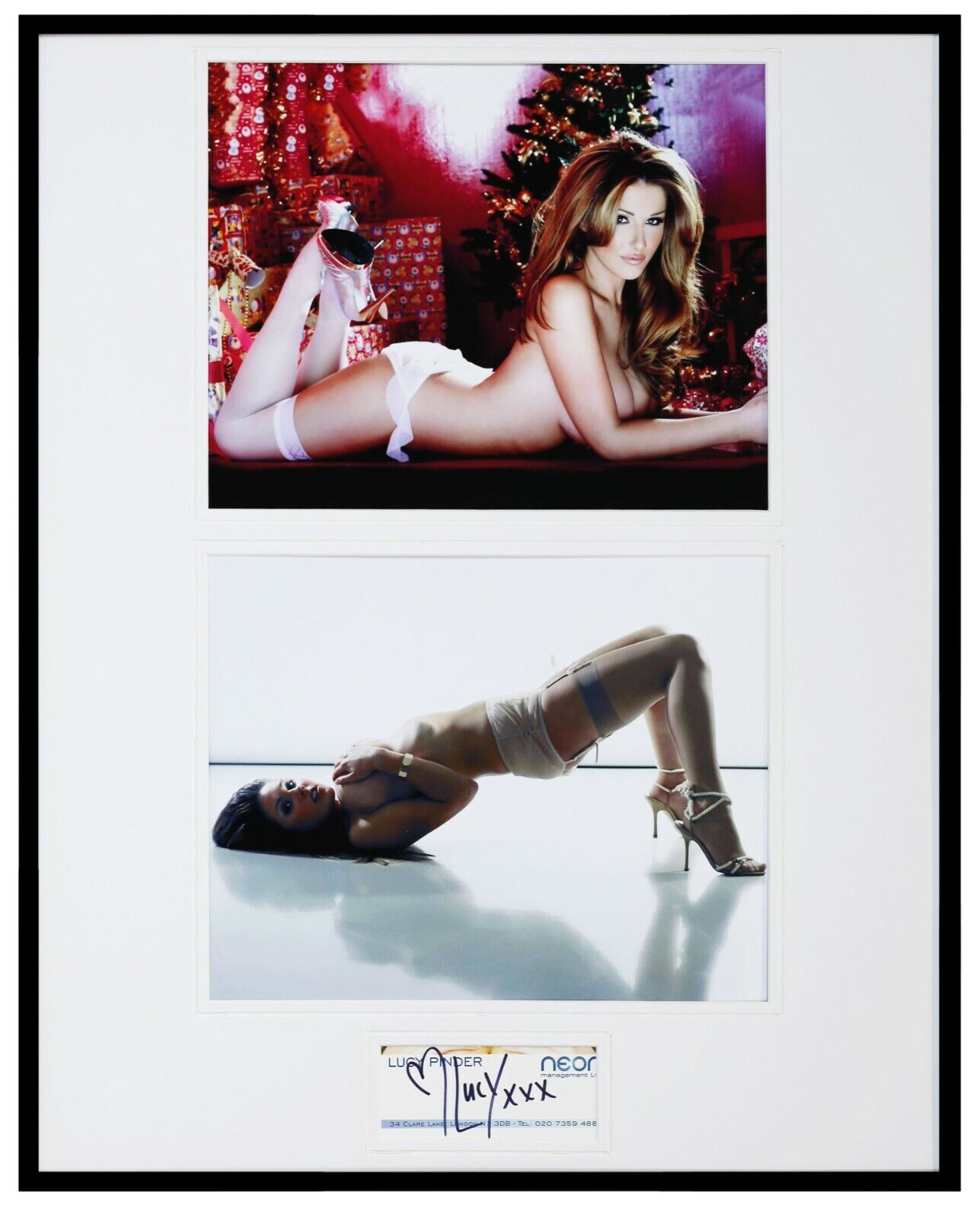 Lucy Pinder Signed Framed 16x20 Stockings Lingerie Heels Photo Set 