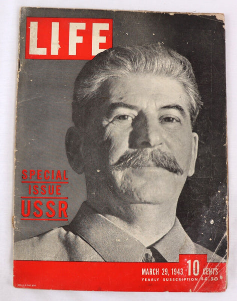 VINTAGE Mar 29 1943 Life Magazine WWII Era Joseph Stalin USSR Lucky Strike