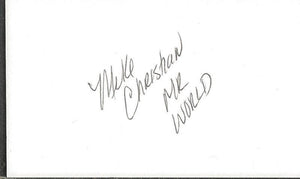 Mike Christian Signed 3x5 Index Card Mr World Inscription