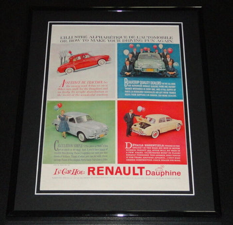 1959 Renault Dauphine 11x14 Framed ORIGINAL Vintage Advertisement