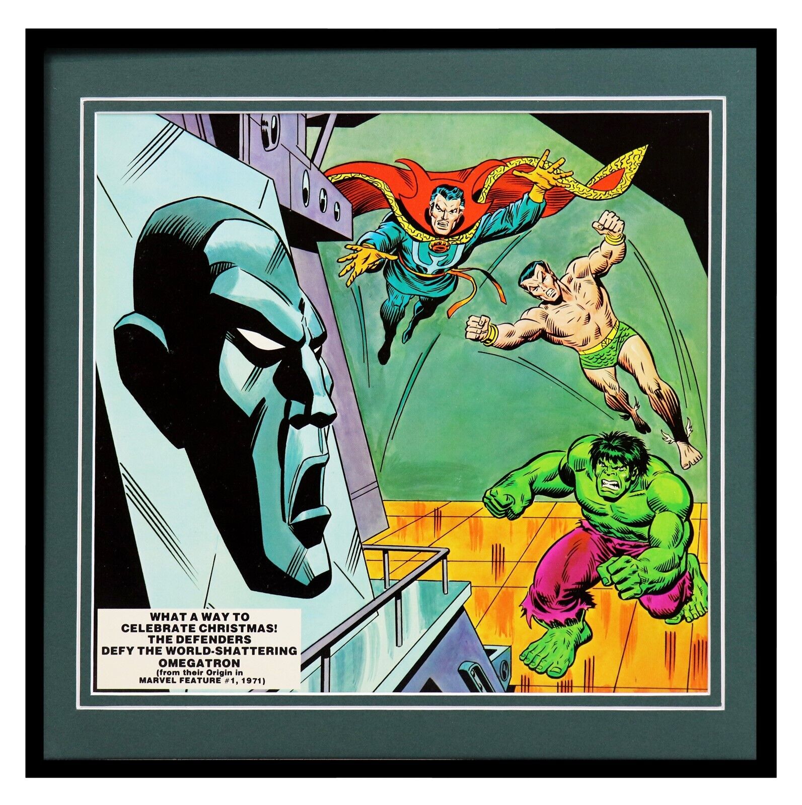 VINTAGE 1977 Marvel Defenders Hulk Sub Mariner Framed 12x12 Poster Display